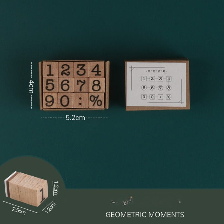 Wooden Stamps Box - Geometric Time (Numeric)