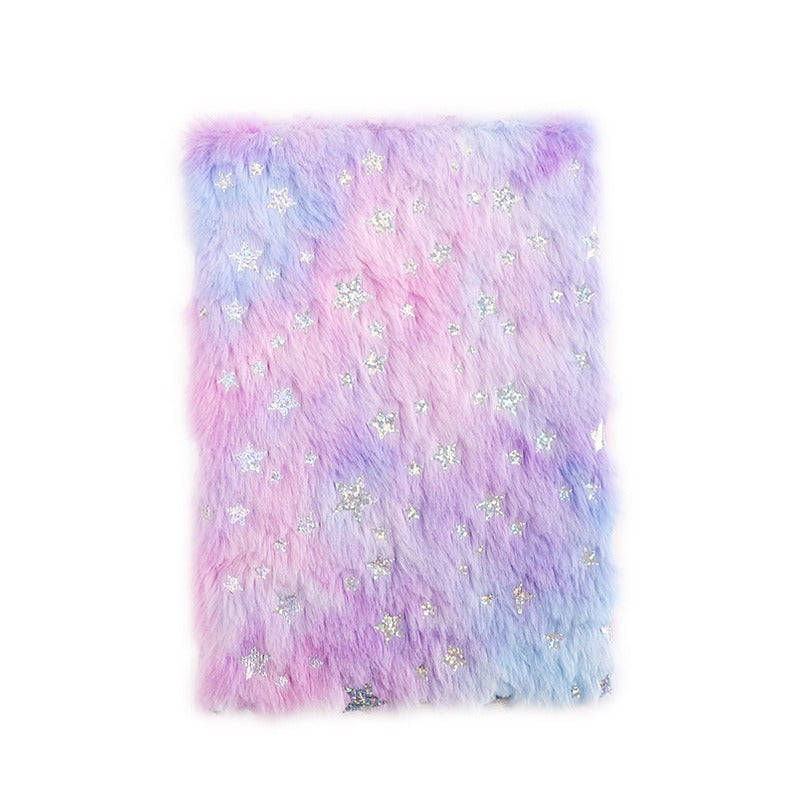 Premium Quality Rainbow Series Cute Plush Fur Cover Notebooks