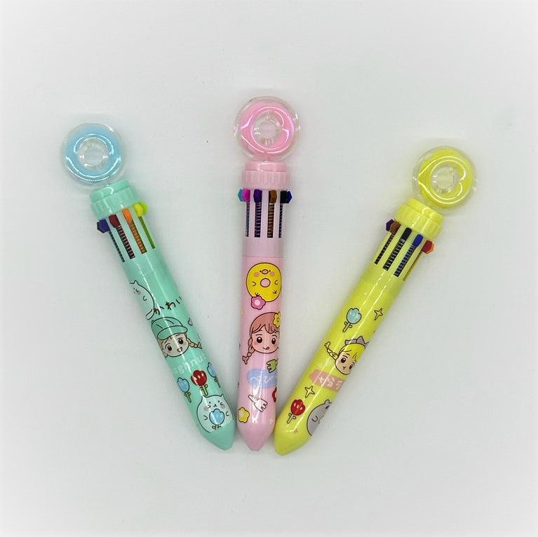 Donut Top 10 Color Push Ball Point Pen
