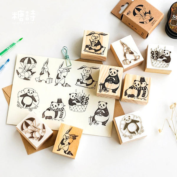 Rabbit Series Wooden Seal Stamps