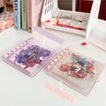 Square Shape Sparkling Shell Pink Pocket Notebook Binder