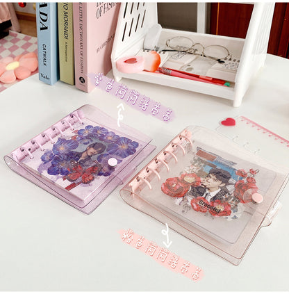Square Shape Sparkling Shell Pink Pocket Notebook Binder