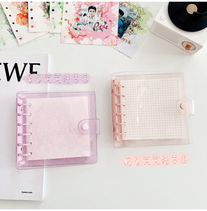 Square Shape Sparkling Shell Pink Pocket Notebook Binder