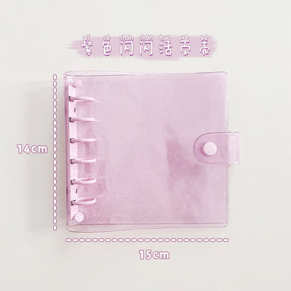 Square Shape Sparkling Shell Pink Pocket Notebook Binder